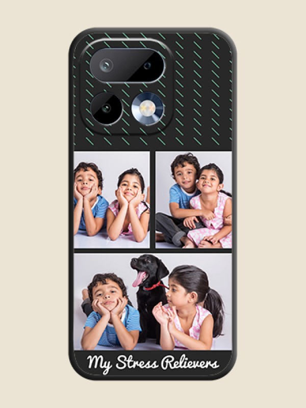 Custom Cross Dotted Pattern with 2 Image Holder On Space Black Custom Soft Matte Mobile Back Cover - Realme 16 Pro 5G