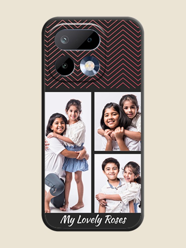 Custom Wave Pattern with 3 Image Holder On Space Black Custom Soft Matte Mobile Back Cover - Realme 16 Pro 5G