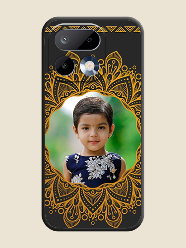 Custom Round Image with Floral Design On Space Black Custom Soft Matte Mobile Back Cover - Realme 16 Pro 5G