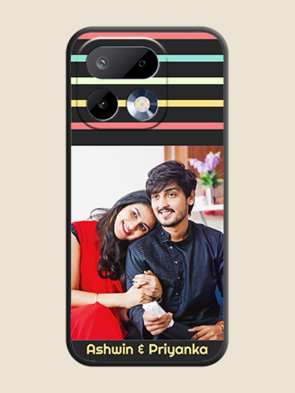 Custom Color Stripes with Photo and Text on Photo On Space Black Custom Soft Matte Mobile Back Cover - Realme 16 Pro 5G
