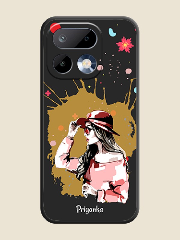 Custom Mordern Lady With Color Splash Background With Custom Text On Space Black Custom Soft Matte Mobile Back Cover - Realme 16 Pro 5G
