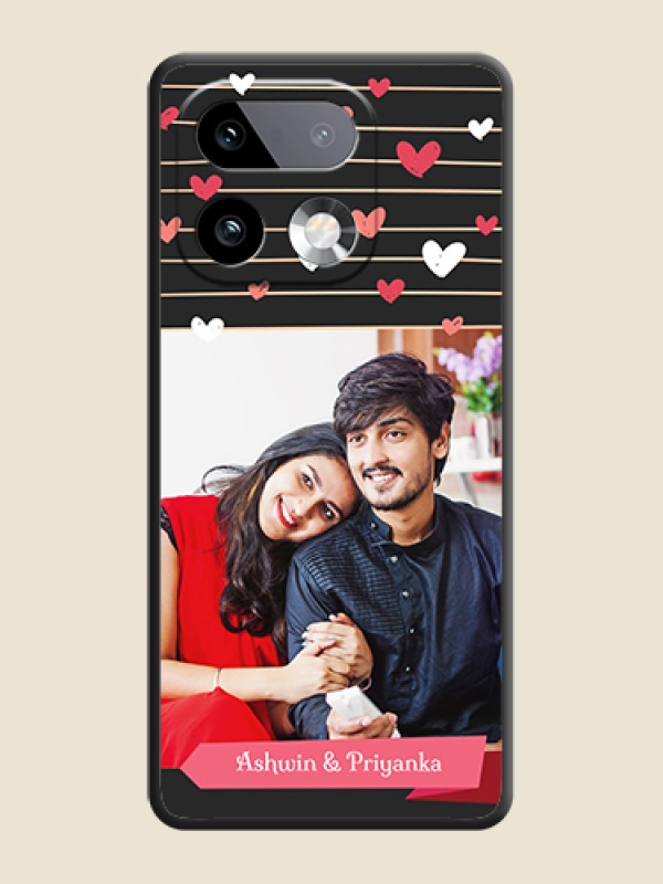 Custom Love Pattern with Name on Pink Ribbon on Photo On Space Black Custom Soft Matte Mobile Back Cover - Realme 16 Pro Plus 5G