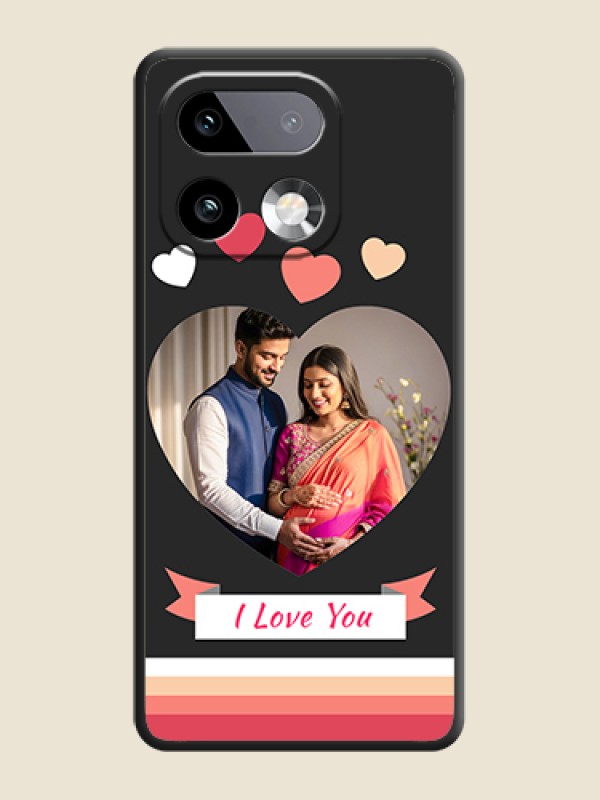 Custom Love Shaped Photo with Colorful Stripes On Space Black Custom Soft Matte Mobile Back Cover - Realme 16 Pro Plus 5G