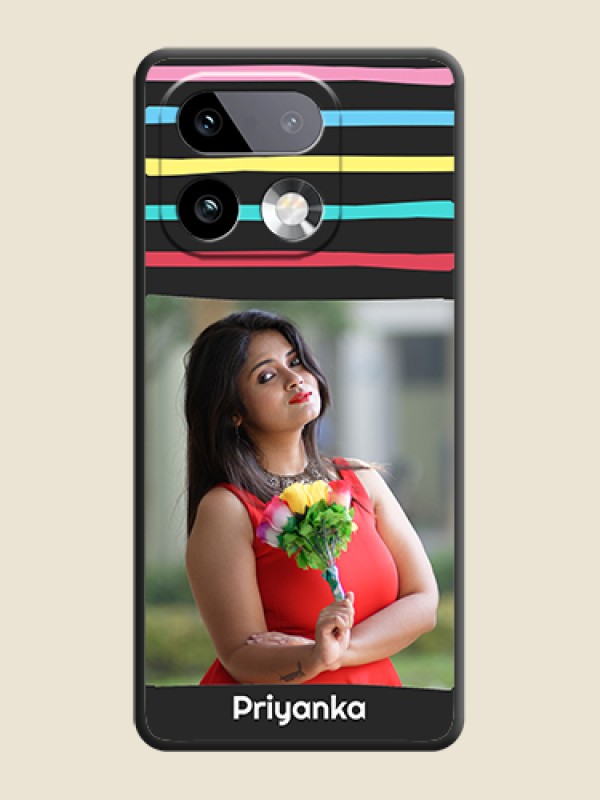 Custom Multicolor Lines with Image On Space Black Custom Soft Matte Mobile Back Cover - Realme 16 Pro Plus 5G