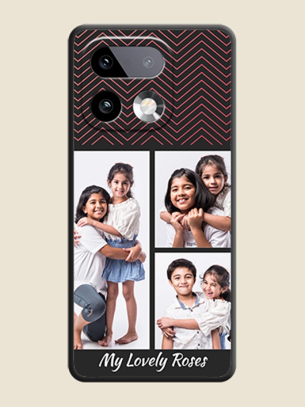 Custom Wave Pattern with 3 Image Holder On Space Black Custom Soft Matte Mobile Back Cover - Realme 16 Pro Plus 5G