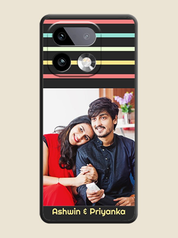 Custom Color Stripes with Photo and Text on Photo On Space Black Custom Soft Matte Mobile Back Cover - Realme 16 Pro Plus 5G