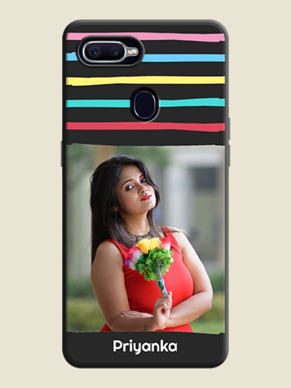 Custom Multicolor Lines with Image on Space Black Personalized Soft Matte Phone Covers - Realme 2 Pro