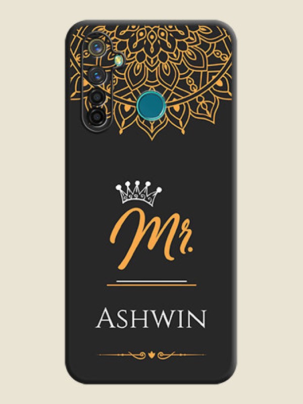 Custom Mr Name with Floral Design  on Personalised Space Black Soft Matte Cases - Realme 5 Pro