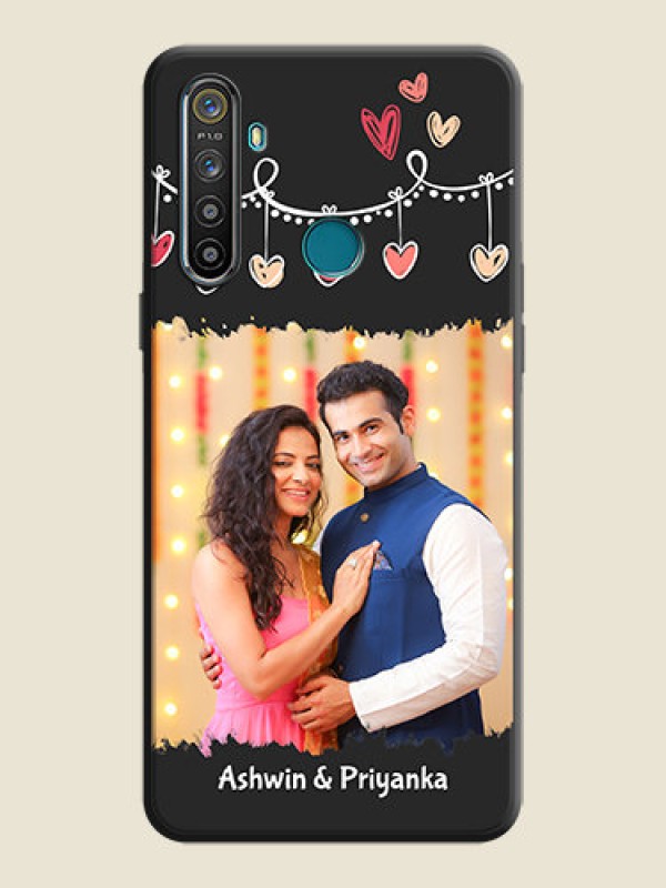 Custom Pink Love Hangings with Name on Space Black Custom Soft Matte Phone Cases - Realme 5