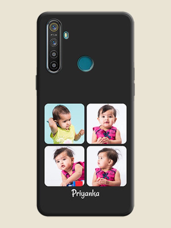 Custom Floral Art with 6 Image Holder - Photo on Space Black Soft Matte Mobile Case - Realme 5