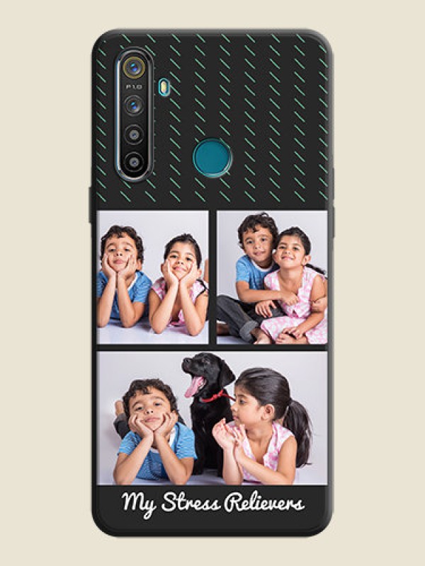 Custom Cross Dotted Pattern with 2 Image Holder  on Personalised Space Black Soft Matte Cases - Realme 5