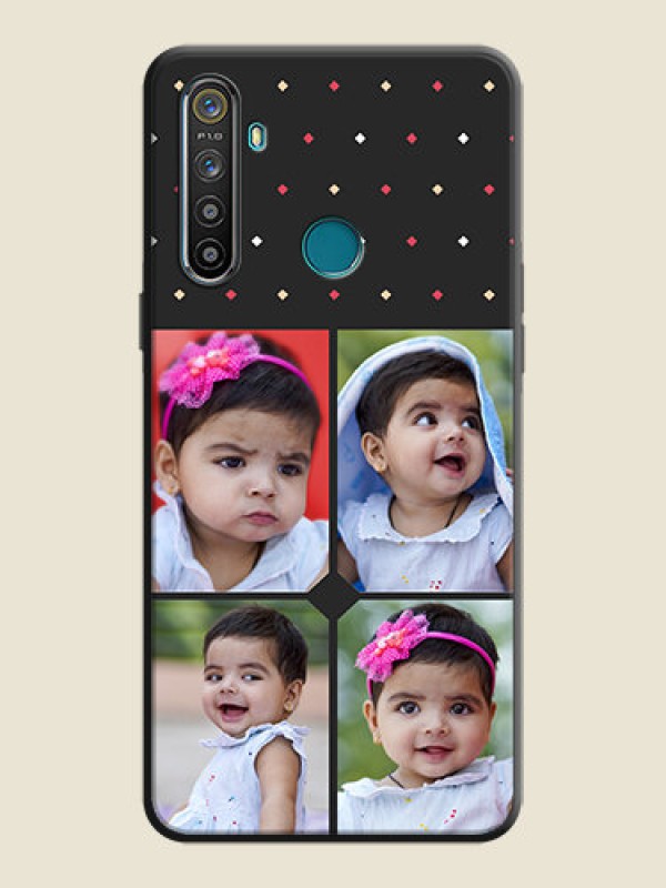 Custom Multicolor Dotted Pattern with 4 Image Holder on Space Black Custom Soft Matte Phone Cases - Realme 5