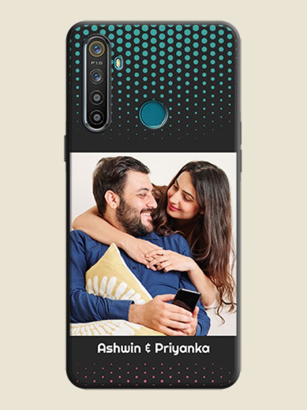 Custom Faded Dots with Grunge Photo Frame and Text on Space Black Custom Soft Matte Phone Cases - Realme 5
