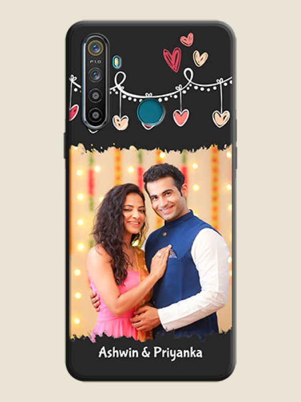 Custom Pink Love Hangings with Name on Space Black Custom Soft Matte Phone Cases - Realme 5S