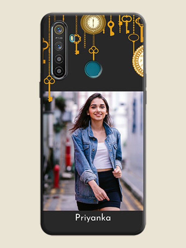 Custom Decorative Design with Text on Space Black Custom Soft Matte Back Cover - Realme 5S