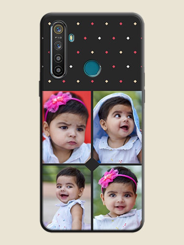 Custom Multicolor Dotted Pattern with 4 Image Holder on Space Black Custom Soft Matte Phone Cases - Realme 5S