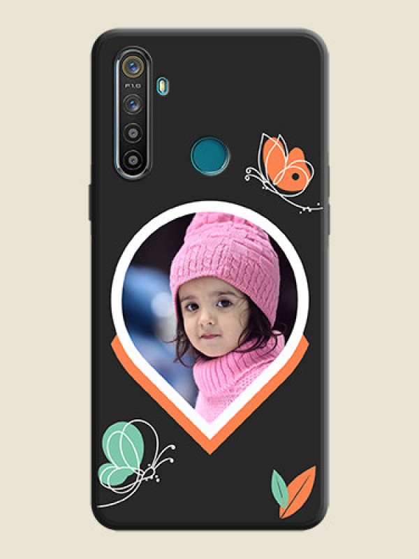 Custom Upload Pic With Simple Butterly Design On Space Black Personalized Soft Matte Phone Covers -Realme 5S