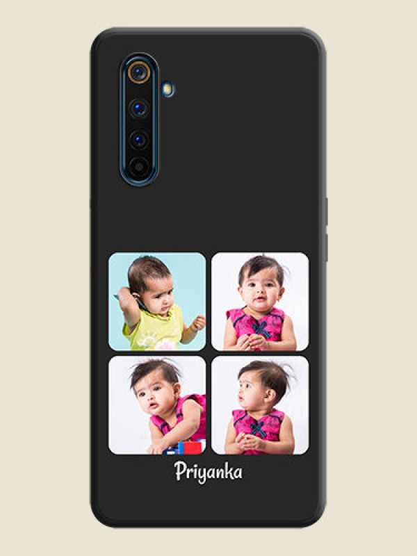 Custom Floral Art with 6 Image Holder - Photo on Space Black Soft Matte Mobile Case - Realme 6 Pro
