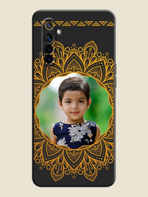 Custom Round Image with Floral Design - Photo on Space Black Soft Matte Mobile Cover - Realme 6