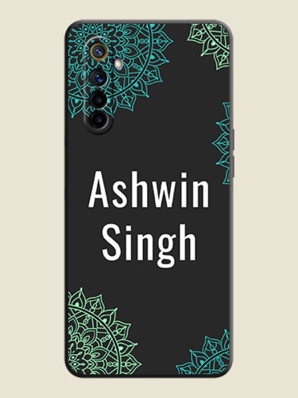 Custom Your Name with Floral Design on Space Black Custom Soft Matte Back Cover - Realme 6