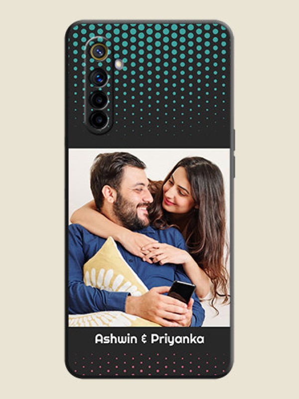 Custom Faded Dots with Grunge Photo Frame and Text on Space Black Custom Soft Matte Phone Cases - Realme 6