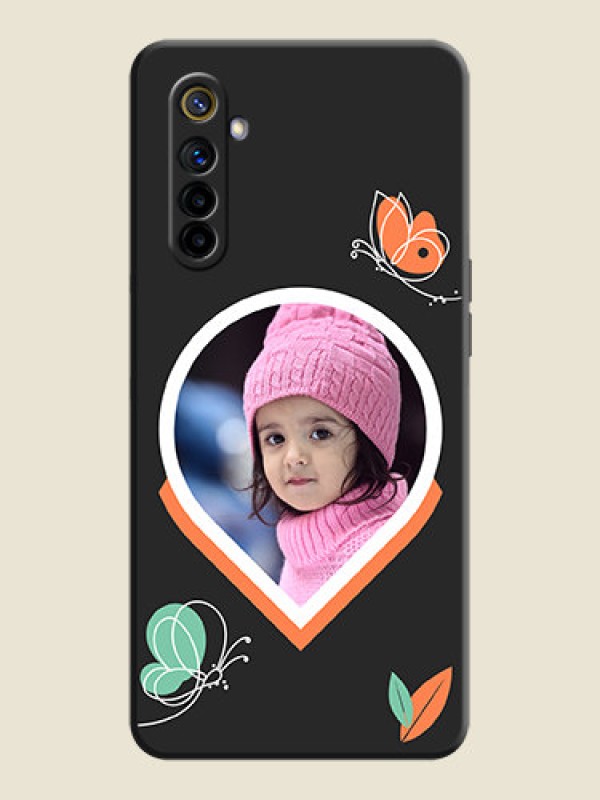 Custom Upload Pic With Simple Butterly Design On Space Black Personalized Soft Matte Phone Covers -Realme 6