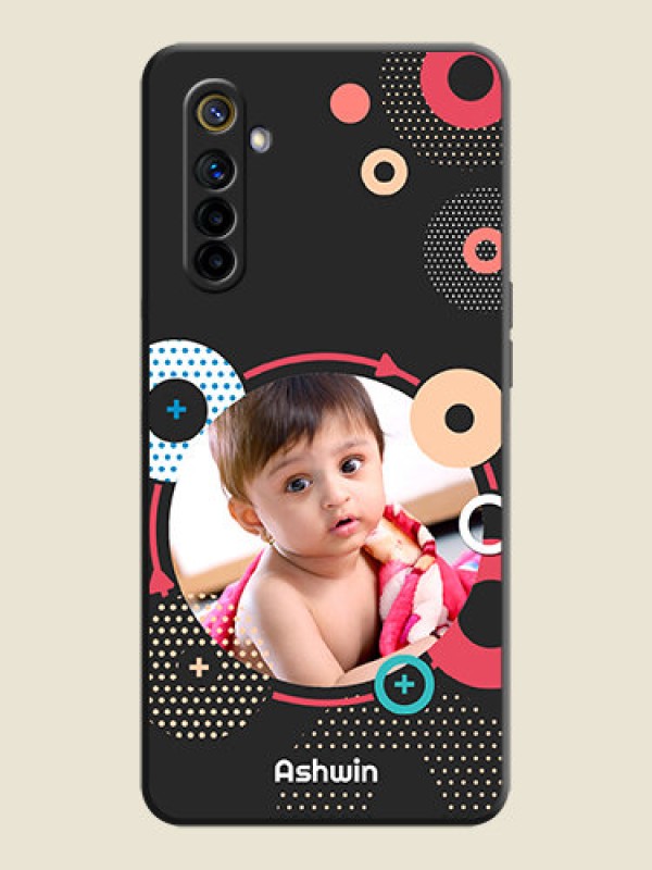 Custom Multicoloured Round Image on Personalised Space Black Soft Matte Cases - Realme 6i