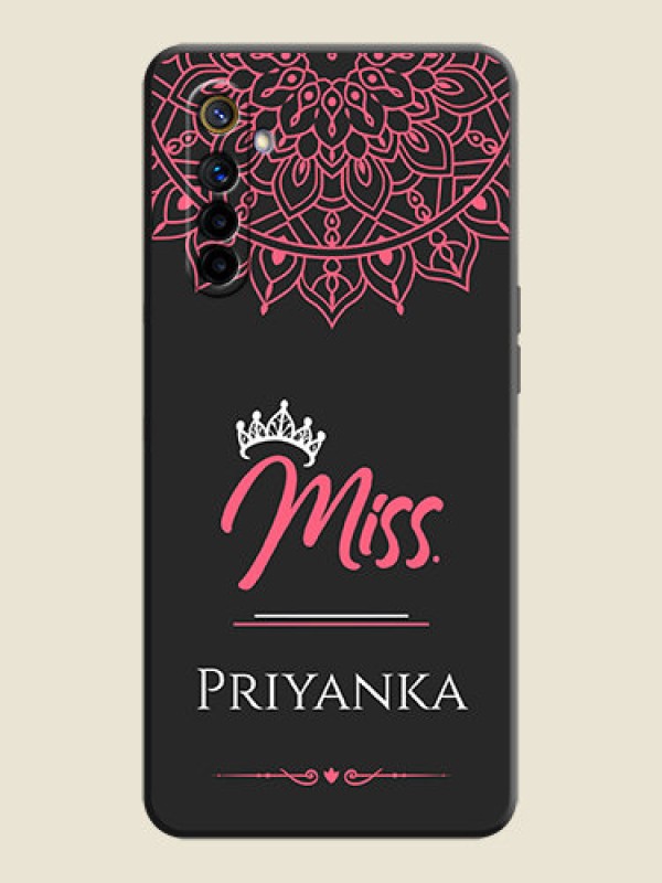Custom Mrs Name with Floral Design on Space Black Personalized Soft Matte Phone Covers - Realme 6i