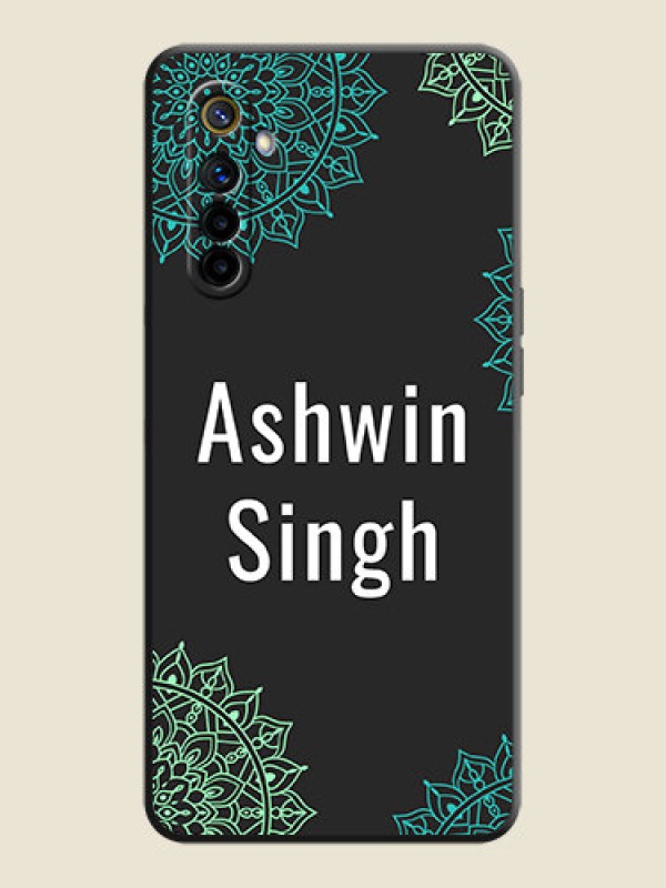 Custom Your Name with Floral Design on Space Black Custom Soft Matte Back Cover - Realme 6i