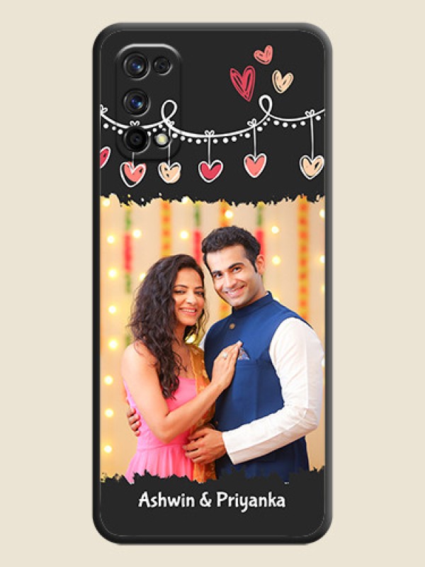 Custom Pink Love Hangings with Name on Space Black Custom Soft Matte Phone Cases - Realme 7 Pro