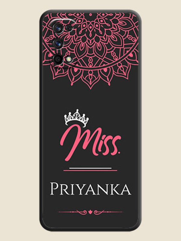 Custom Mrs Name with Floral Design on Space Black Personalized Soft Matte Phone Covers - Realme 7 Pro