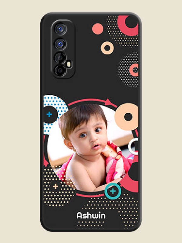 Custom Multicoloured Round Image on Personalised Space Black Soft Matte Cases - Realme 7