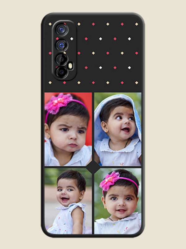 Custom Multicolor Dotted Pattern with 4 Image Holder on Space Black Custom Soft Matte Phone Cases - Realme 7