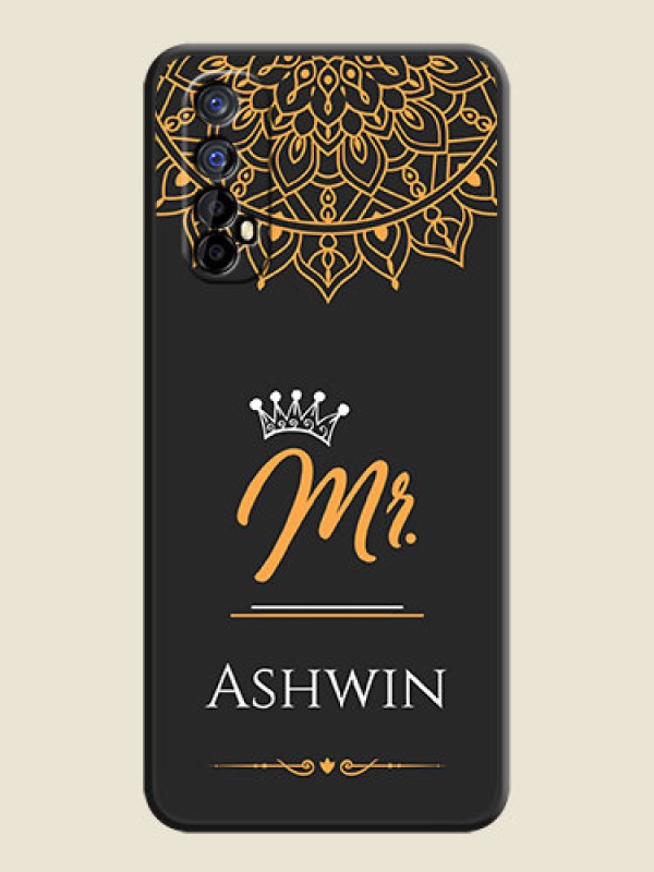 Custom Mr Name with Floral Design  on Personalised Space Black Soft Matte Cases - Realme 7