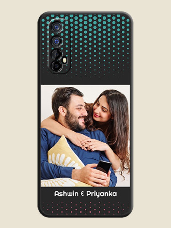 Custom Faded Dots with Grunge Photo Frame and Text on Space Black Custom Soft Matte Phone Cases - Realme 7