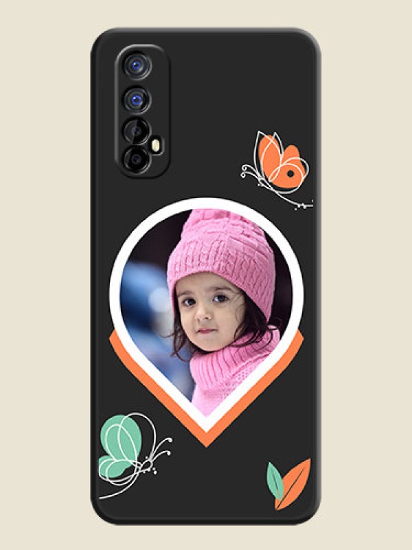 Custom Upload Pic With Simple Butterly Design On Space Black Personalized Soft Matte Phone Covers -Realme 7