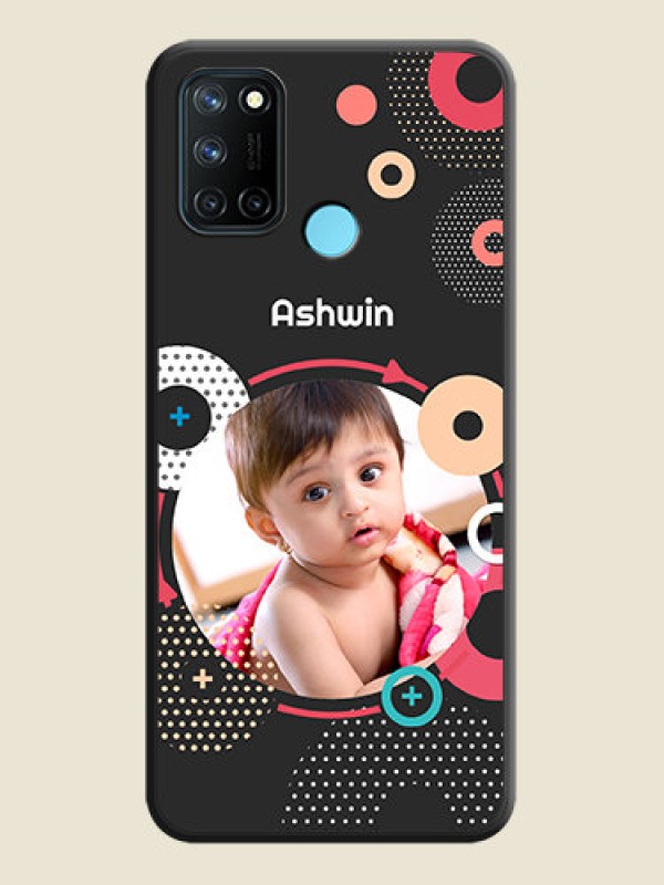 Custom Multicoloured Round Image on Personalised Space Black Soft Matte Cases - Realme 7i