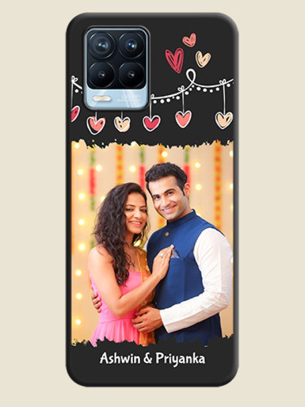 Custom Pink Love Hangings with Name on Space Black Custom Soft Matte Phone Cases - Realme 8 Pro