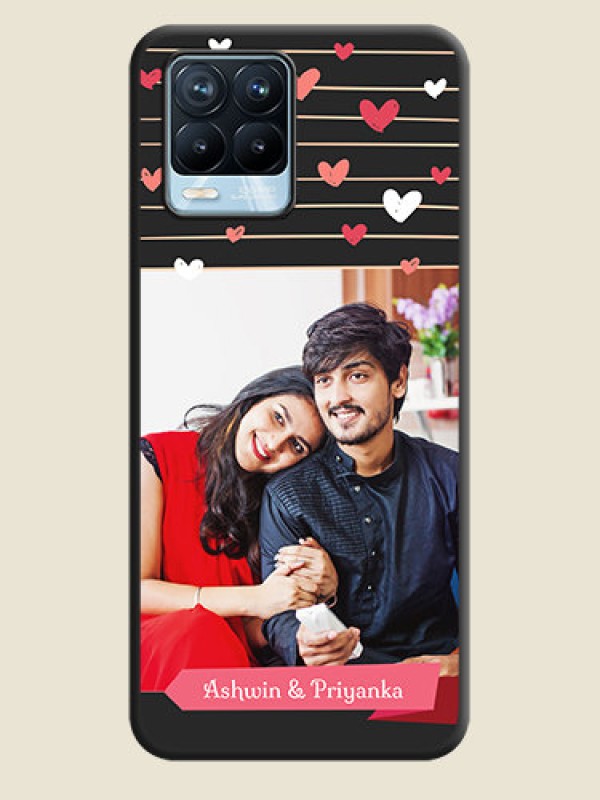 Custom Love Pattern with Name on Pink Ribbon  on Photo on Space Black Soft Matte Back Cover - Realme 8 Pro
