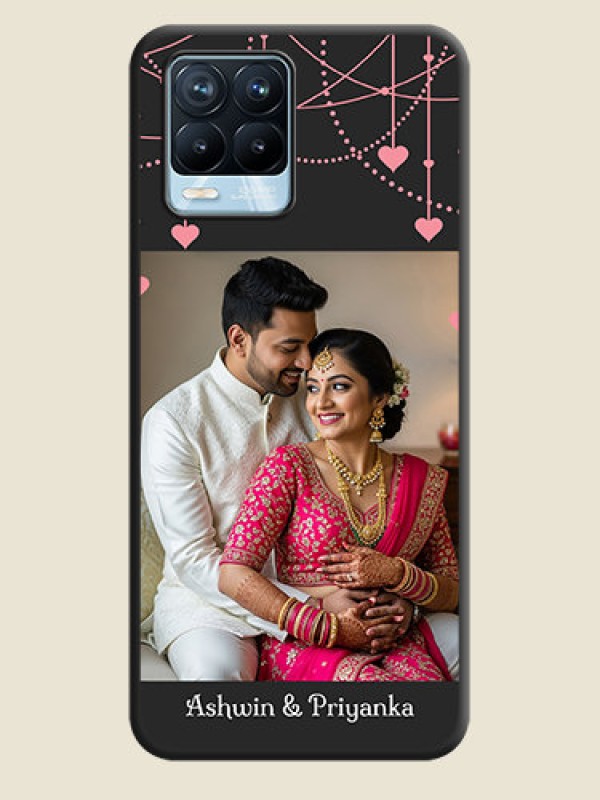 Custom Pink Love Hangings with Text on Space Black Custom Soft Matte Back Cover - Realme 8 Pro