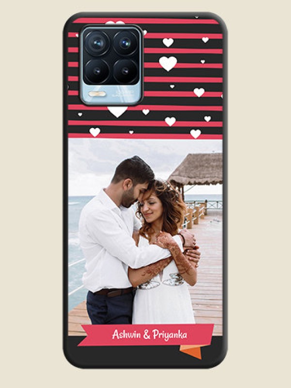 Custom White Color Love Symbols with Pink Lines Pattern on Space Black Custom Soft Matte Phone Cases - Realme 8 Pro