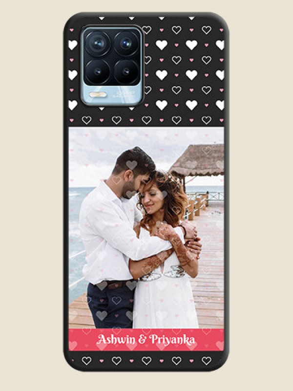 Custom White Color Love Symbols with Text Design on Photo on Space Black Soft Matte Phone Cover - Realme 8 Pro