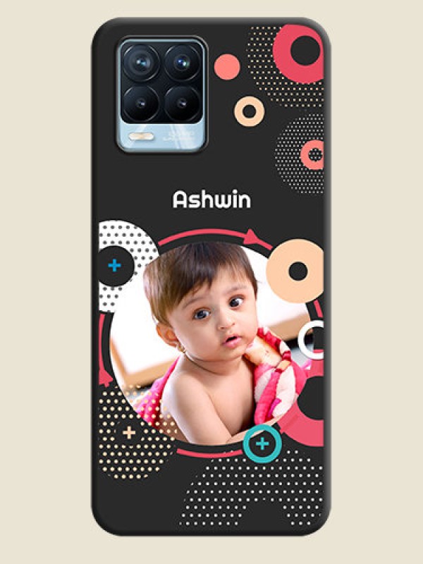 Custom Multicoloured Round Image on Personalised Space Black Soft Matte Cases - Realme 8 Pro