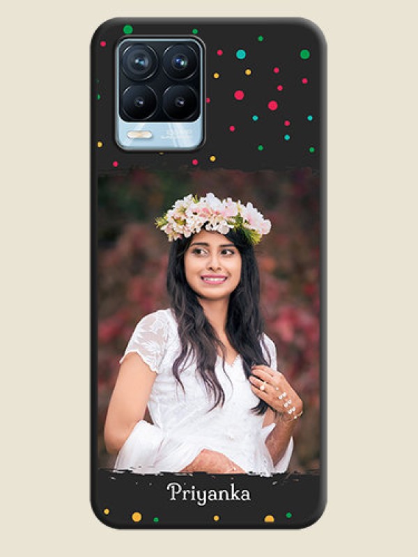 Custom Multicolor Dotted Pattern with Text on Space Black Custom Soft Matte Phone Back Cover - Realme 8 Pro