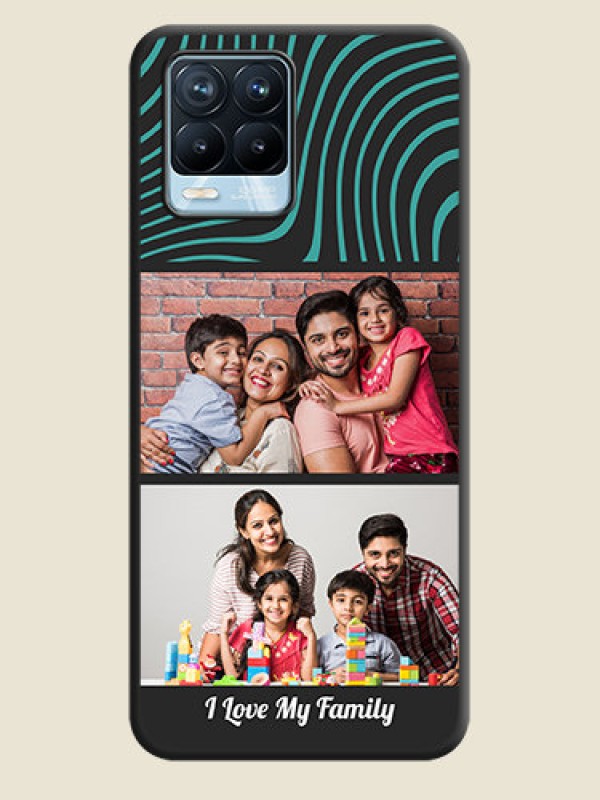 Custom Wave Pattern with 2 Image Holder on Space Black Personalized Soft Matte Phone Covers - Realme 8 Pro