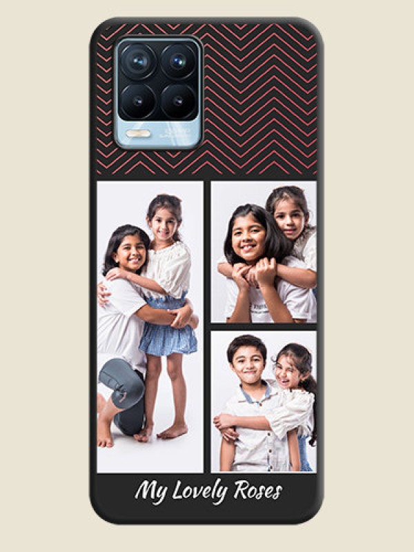 Custom Wave Pattern with 3 Image Holder on Space Black Custom Soft Matte Back Cover - Realme 8 Pro