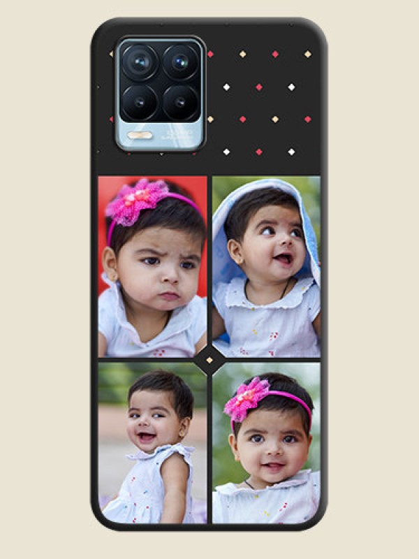 Custom Multicolor Dotted Pattern with 4 Image Holder on Space Black Custom Soft Matte Phone Cases - Realme 8 Pro