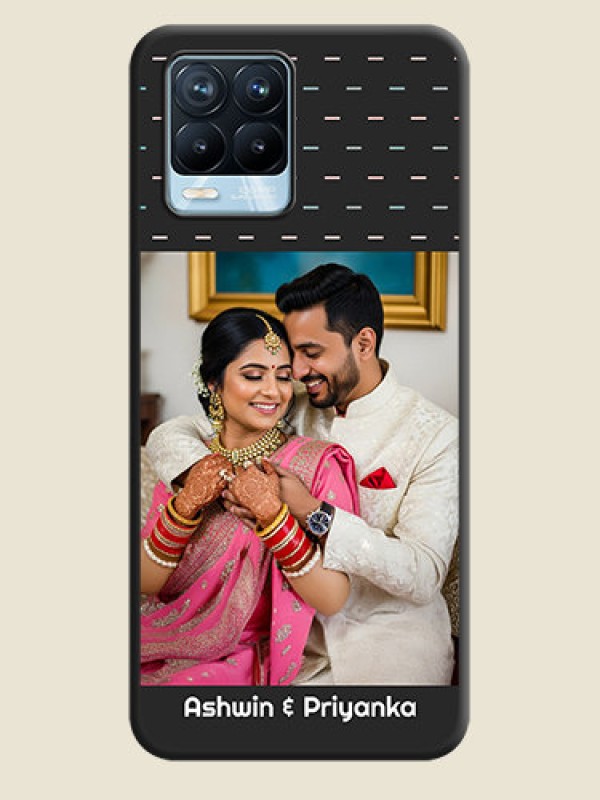 Custom Line Pattern Design with Text on Space Black Custom Soft Matte Phone Back Cover - Realme 8 Pro