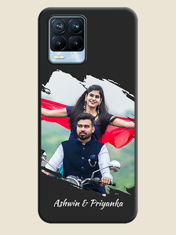 Custom Grunge Brush Strokes on Photo on Space Black Soft Matte Back Cover - Realme 8 Pro