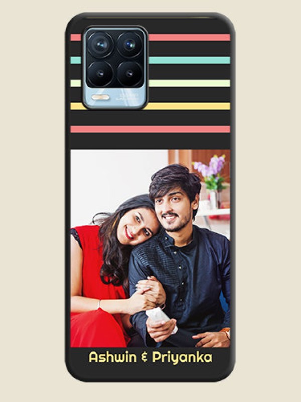 Custom Color Stripes with Photo and Text on Photo on Space Black Soft Matte Mobile Case - Realme 8 Pro